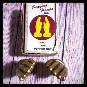Praying hands salt and pepper shakers with box